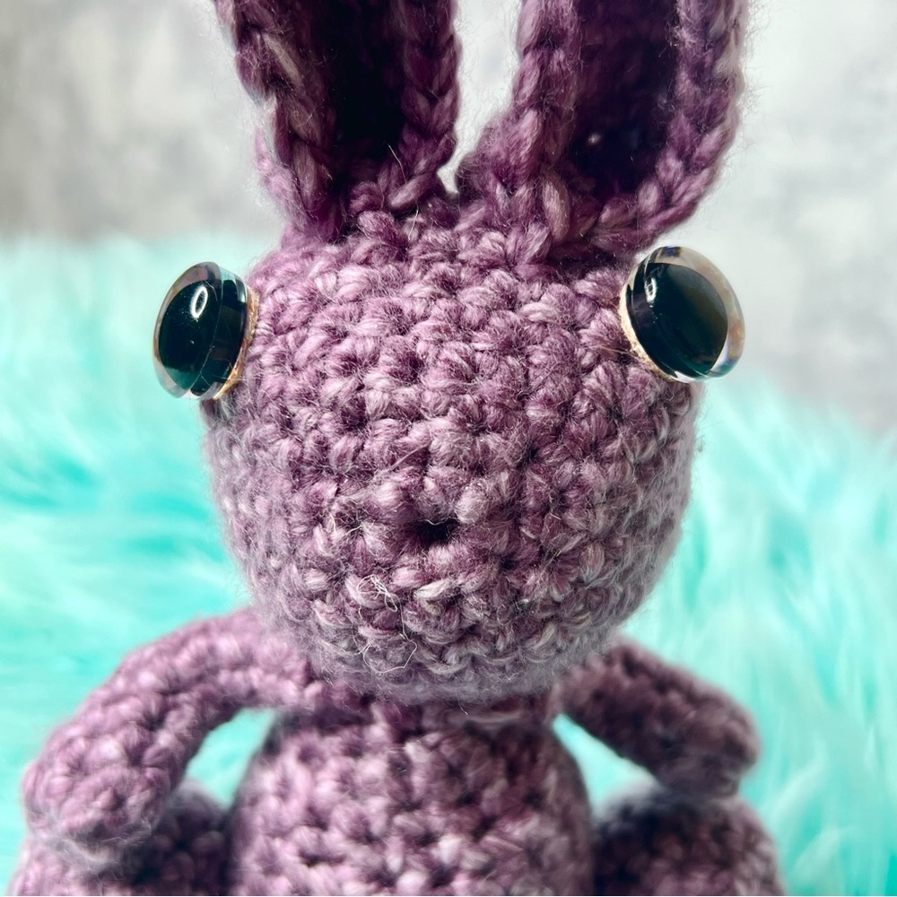 Handmade Purple Bunny Plush Crochet Toy Decor Acyclic & WOOL Blend PinkRainCloud - Picture 6 of 10